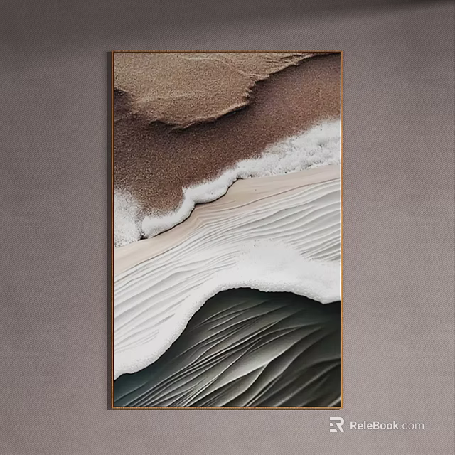 Modern Abstract Wall Art Featuring Sand Waves And Textured Neutral Tones 3d model