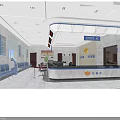 Modern Service Hall Interior With Reception Desk Waiting Chairs Information Screens And Wall Signs