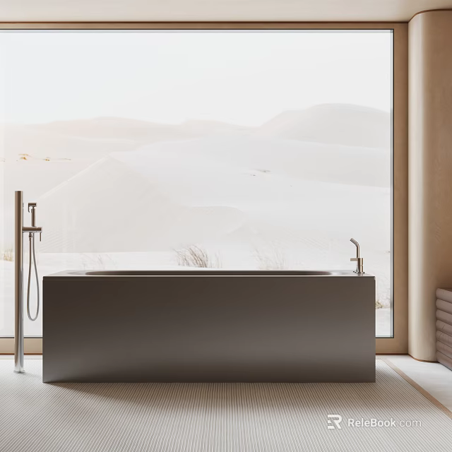 Silver Bathtub Design For Open Concept Modern Bathroom Interiors 3d model 