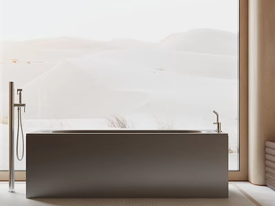 Silver Bathtub Design For Open Concept Modern Bathroom Interiors 3d model