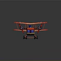 Red Biplane Model Toy With Vintage Design And Colorful Wing Details