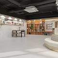 Community Reading Room Sound Reading Bookcase Bar Counter Bar Chair Casual Table and Chair Combination Tea Area 3d model