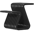 Black Modern Side Table With Striped Linear Design For Stylish Contemporary Living Room