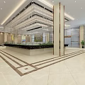 Modern Sales Office Interior With Spacious Lobby Reception Desk And Marble Flooring