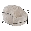 Beige Soft Fabric Bean Bag Chair With Modern Metal Frame For Comfortable Seating