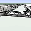 Municipal Road Truss Bridge Over River With Surrounding Buildings And Greenery