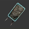 Blue Garden Wheelbarrow Filled With Dark Soil And Rusty Metal Handles