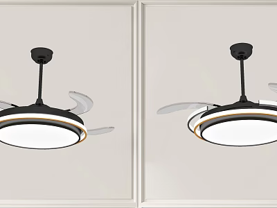 Modern Black Ceiling Air Conditioner Fan With Light And Circulation Blades 3d model