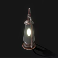 Vintage Rustic Metal Frame Glass Shade Glowing Candle Lantern Lamp for Decorative Use