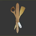 Wooden Kitchen Utensils Set With Spoon Spatula And White Handle Design
