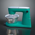 Stylish Modern Teal Kitchen Mixer With Silver Base And Metal Bowl