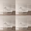 White Grid Room Divider With Flowers And Bench In Modern Interior