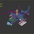 Detailed 3D Rendering Of Military Helicopter With Twin Rotor Blades Gray Fuselage And Armament Systems