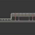Modern Furniture Metal Frame Structure With Red Pillars White Beams And Base Platform