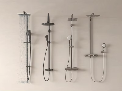 Different Styles of Wall Mounted Shower Heads Featuring Overhead Handheld And Smooth Water Flow 3d model