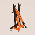 Orange And Black Hydraulic Lifting Device With Wheels For Heavy Loads 3d model
