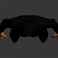 3D Model of Man Wearing Gray Suit in Standing Pose on Gradient Background