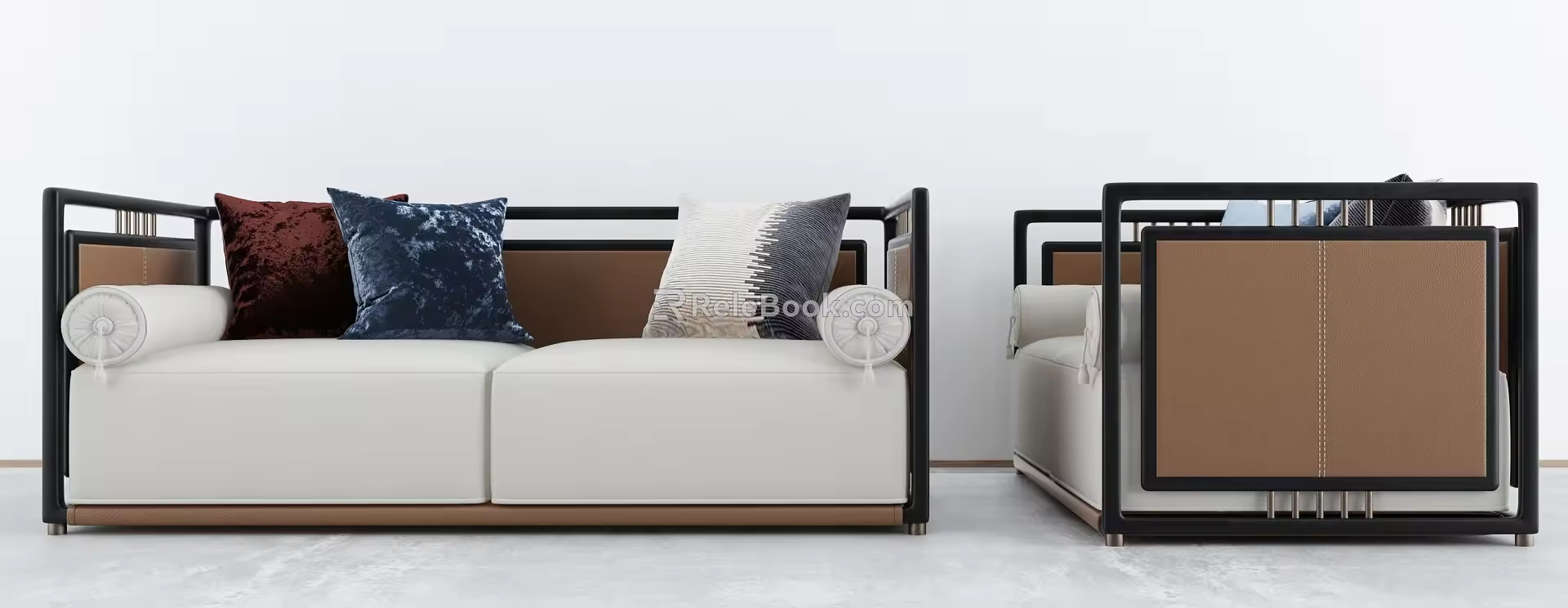 New Chinese-style double sofa 3d model