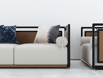 New Chinese-style double sofa 3d model