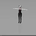 Anime Style Female Character 3D Model With White Hair Black Vest And Red Accents