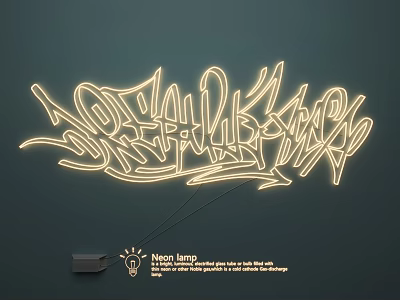 Modern Graffiti Style Neon Lamp Decorative Lighting Combination for Home Interior 3d model