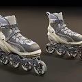 Gray and White Inline Skates with Lace Up Design Strap and Durable Wheels for Sports