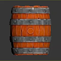 Red Wooden Barrel With Silver Metal Hoops And Sturdy Construction Details