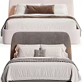 Modern Double Bed Interior Design With Upholstered Headboard Soft Pillows And Cozy Throw Blanket
