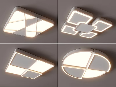 Modern Geometric Ceiling Lights with Multiple Creative Designs and White Ambient Lighting 3d model