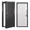 Modern Swing Door Design With Black White Textured Panels And Metal Frames 3d model