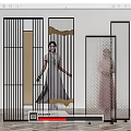 Modern partition glass screen partition 3d model