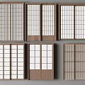 Wooden Sliding Doors in Various Styles with Grid and Glass Panel Frame Designs