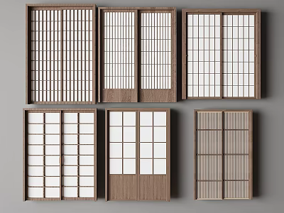 Sliding door Sliding door Sliding door Lattice sliding door Grille door Partition door 3d model