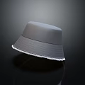 Gray Wide Brim Hat With White Fringed Edge Modern Minimalist Design