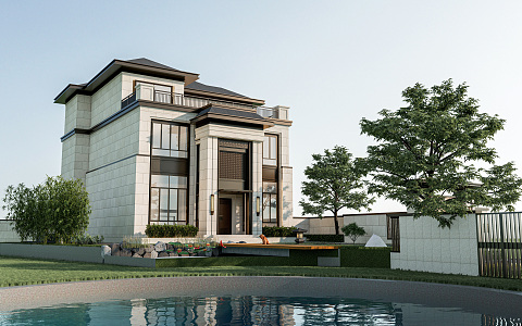 modern single-family villa country villa self-built villa self-built house 3d model