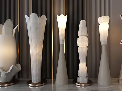 Unique Modern Floor Lamps With White Shades And Metal Bases For Home Decor 3d model