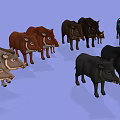 Group of Various Colored Pigs Including Striped Neon Glowing and Different Sizes