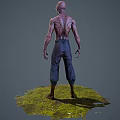 Alien Monster Character with Rough Skin Texture Sunken Face and Exposed Chest Veins