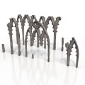 Gothic Architectural Elements 3D Model With Pointed Arches And Columns 3d model