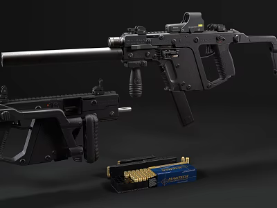 Tactical Black Rifles With 5.56mm Ammunition And Dual Firearm Models 3d model