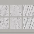 White Textured Wall Art Six Panel Set For Modern Interior Decor 3d model