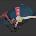 Stylish Blue Cap With Yellow Lightning Symbol And Pink Decorative Mask
