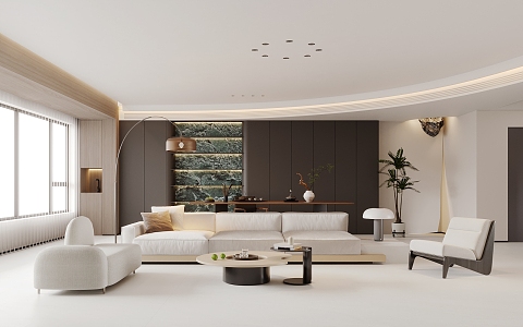 Italian Style Home Living Room Sofa Coffee Table Combination Light Luxury Home Living Room Leather Sofa Without Main Lamp Guest Restaurant Living Room Tea Room Integrated Balcony Tea Room Light Luxury Italian Style 3d model