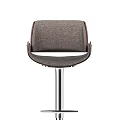 Modern Gray Upholstered Bar Stools With Curved Backrest And Silver Black Metal Bases