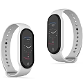 Two Smart Bracelets With White Straps And Black Screens Featuring Digital Clock 3d model