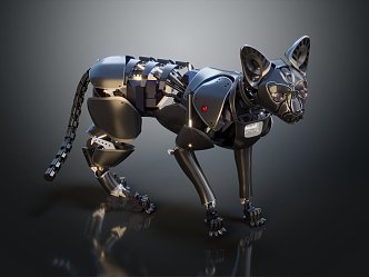 Modern robot cat mechanical cat sci-fi cat 3d model