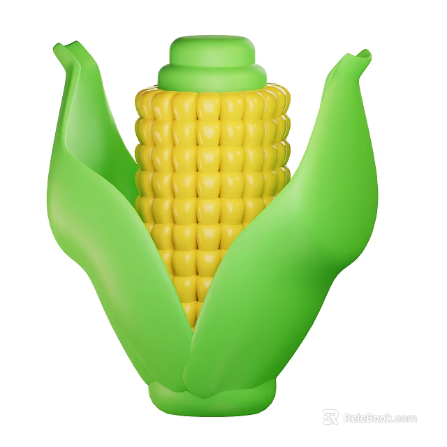 Fresh Yellow Corn with Green Husks and Juicy Kernels Ready to Eat 3d model 