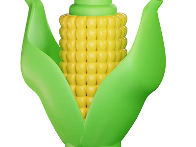 Fresh Yellow Corn with Green Husks and Juicy Kernels Ready to Eat 3d model