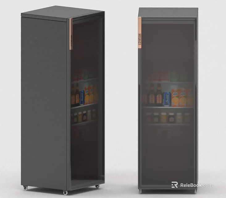 Modern Black Double Door Kitchen Appliance With Glass Door For Beverage Storage 3d model 