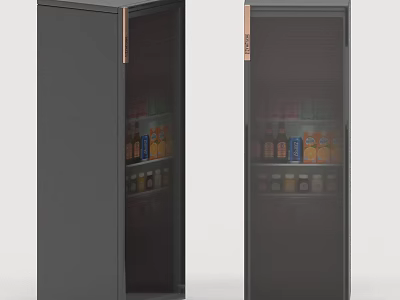 Modern Black Double Door Kitchen Appliance With Glass Door For Beverage Storage 3d model